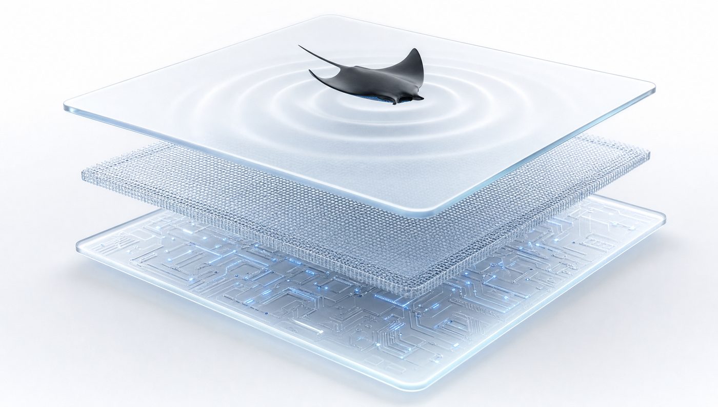 Point of Trade security layers: Black Manta sits above the firewall, shown as stacked glass layers